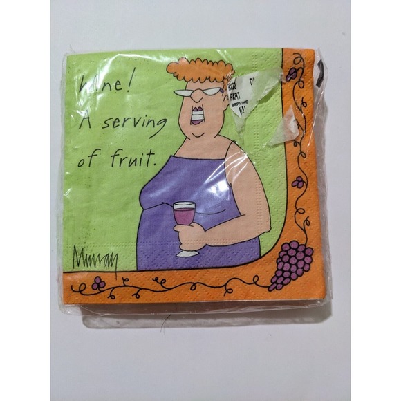 Funny Murray Design Wine AServing Of Fruit Beverage Paper Napkins 20 count - Picture 1 of 6